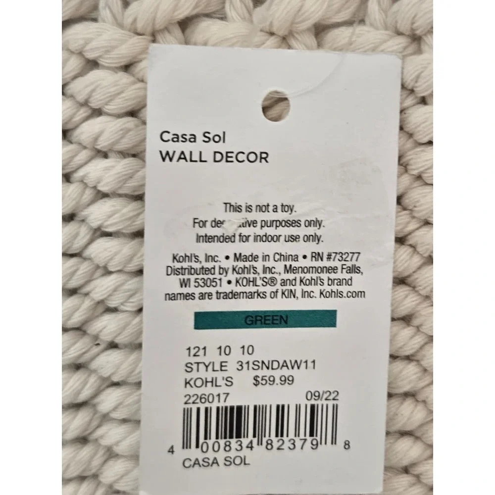 Casa Sol Boho Macrame Wall Hanging Woven Tapestry w/ Wood Rod – New w/ Tags